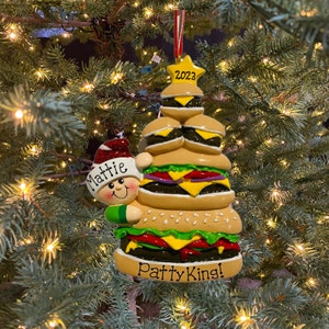 Personalized I Love Burgers Ornament Custom Personalized Christmas Ornament Gift Hamburger Ornament
