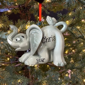 Elephant Ornament Zoo Animal Ornament Personalized Elephant Custom Personalized Christmas Ornament Gift for All Ages Boy Girl Woman and Man