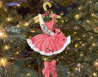 Ballerina Ornament Pretty Pink Ballet Outfit and Slippers Dance Recital Custom Personalized Christmas Ornament Gift for Girl Teen