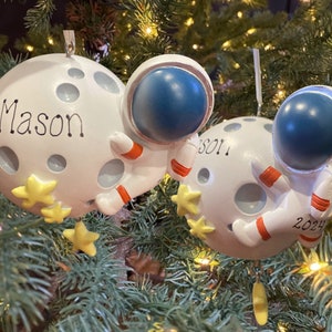 Astronaut New Personalized Astronaut Ornament with Big Moon for Boy or Girl Astronaut Custom Personalized Christmas Ornament Gift
