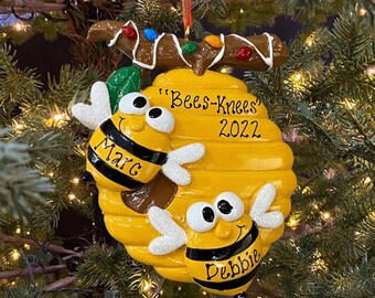 Bee Hive Ornament Custom Personalized Christmas Ornament Gift for All Ages Boy Girl Woman and Man