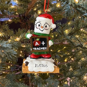 Teacher Personalized A+ Teacher Marshmallow Smore Ornament Personalized Christmas Ornament Teacher&#39;s Gift