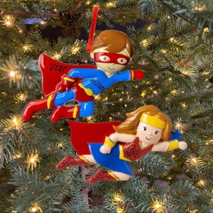 Super Hero Boy or Super Hero Girl Ornament Custom Personalized Christmas Ornament Gift