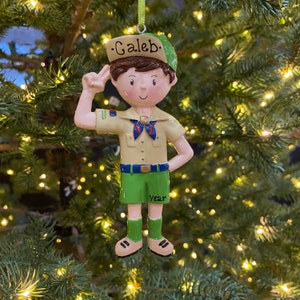 Boy Girl Brownie or Little Cub Scout Child Kid Custom Personalized Christmas Ornament Gift Personalized Scout Ornament