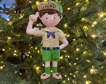 Boy Girl Brownie or Little Cub Scout Child Kid Custom Personalized Christmas Ornament Gift Personalized Scout Ornament