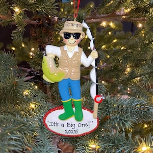 Personalized Fishing Ornament Man Fisherman Custom Personalized Christmas Ornament Gift for Grandpa Men Teen Child Boy Personalized