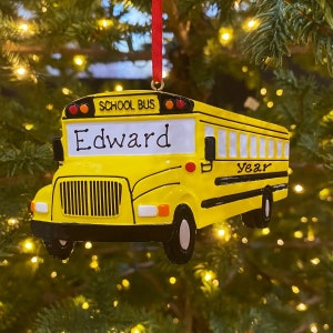 School Bus Boy Girl or Driver Custom Personalized Christmas Ornament Gift