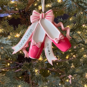 Ballerina Pretty Pink Ballet Slippers Dance Recital Custom Personalized Christmas Ornament Gift for Little Girl Teen Tween or Woman