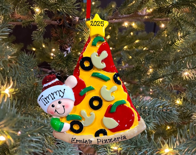 Personalized Pizza Love Ornament Custom Personalized Christmas Ornament Gift Pizza Slice Ornament