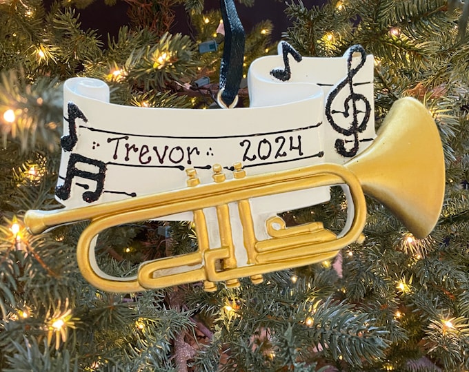 Trumpet with Music Note Personalized Ornament Boy Girl Man Woman Custom Personalized Christmas Ornament Gift
