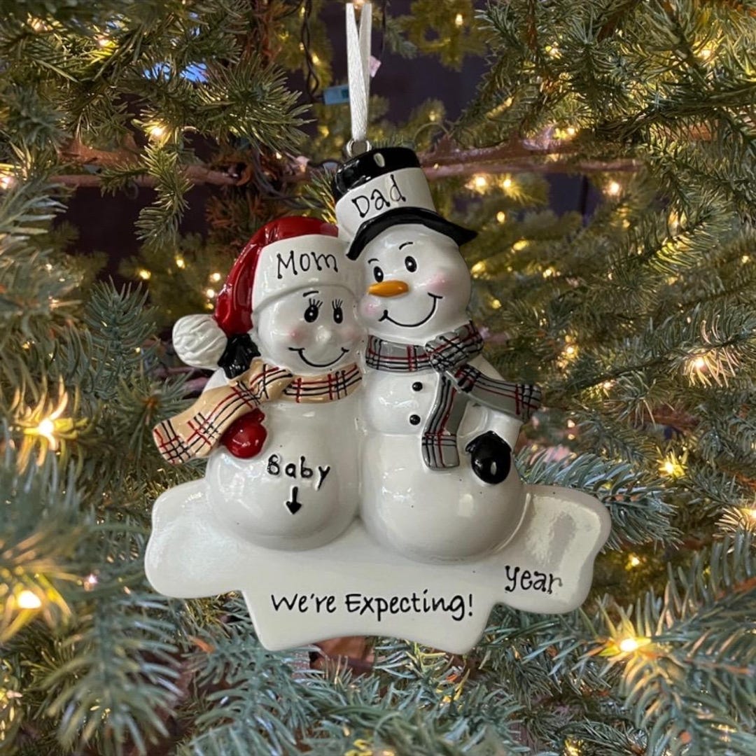 Expecting Snowman Couple With Optional Children Custom Personalized ...