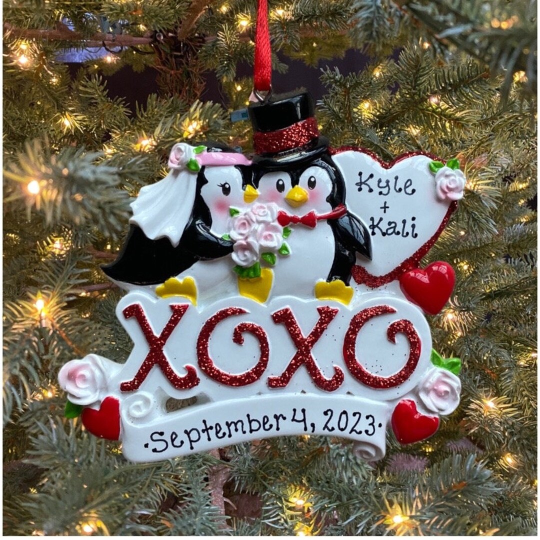Personalized Penguin Couple Wedding Day Bride and Groom Couple Custom ...