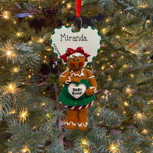 Expecting Personalized Gingerbread Mom Ornament Custom Personalized Christmas Ornament Pregnancy Announcement Gift Expecting Ornament