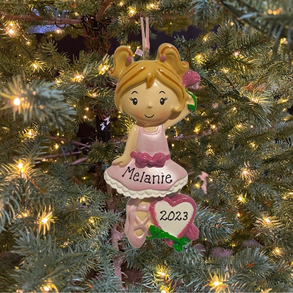 Ballerina Ornament Pretty Pink Ballet Ornament Dance Recital Custom Personalized Christmas Ornament Gift for Little Girl Teen Tween or Woman