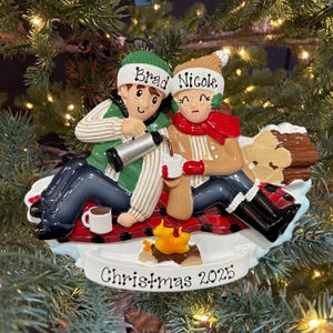 New Campfire Couple Personalized Couple Ornament Custom Personalized Christmas Family Ornament Gift image 1