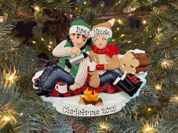 New Campfire Couple Personalized Couple Ornament Custom Personalized Christmas Family Ornament Gift