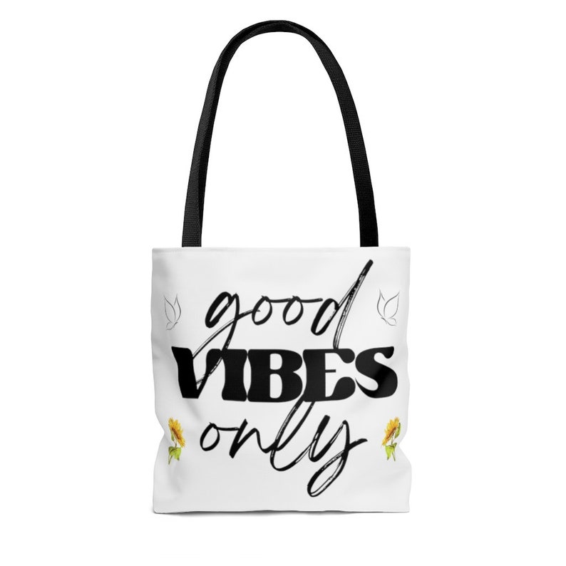 Sunflower Butterfly Teacher Tote Bag Good Vibes Only Reusable Etsy
