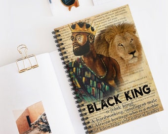 Black King Journal, Spiral Notebook for Men