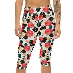 Colorful Capri Leggings – Trendy Yoga Pants, Summer Activewear, Women’s Workout Leggings, Comfy High-Waist Tights, Gift for Her