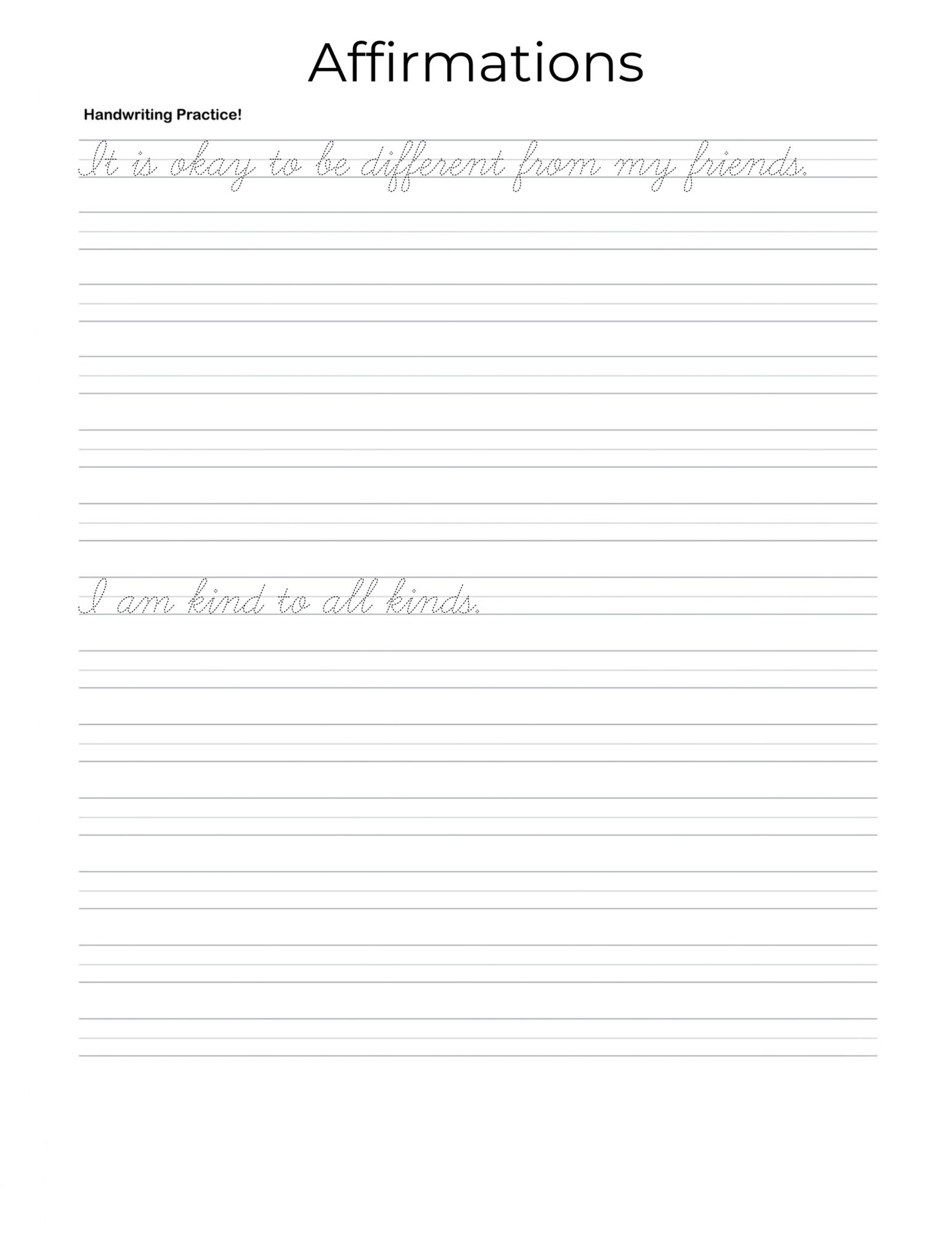 printable cursive handwriting practice book children of etsy