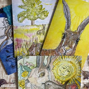 Hare Collection, set of 4 Greeting Cards