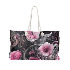 Floral Design Weekender Bag/Gift For Her/Travel Bag/Rope Handle