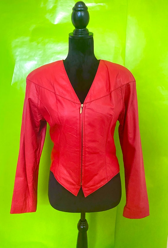 1980s Authentic Red Leather Blazer/Jacket