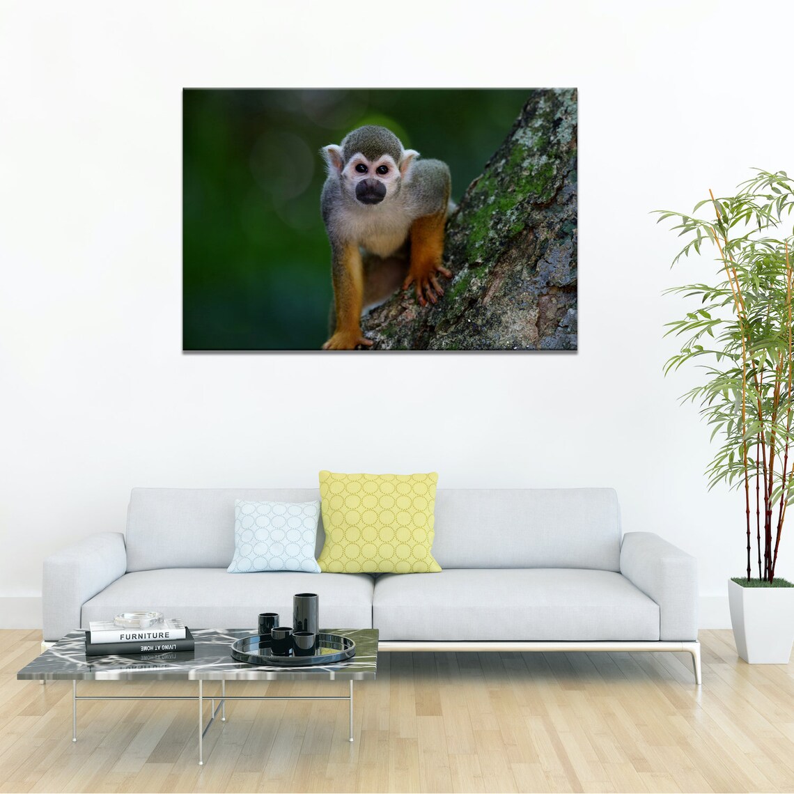Monkey Canvas Wall Art Print Home Decor Printed Framed Hanging Etsy