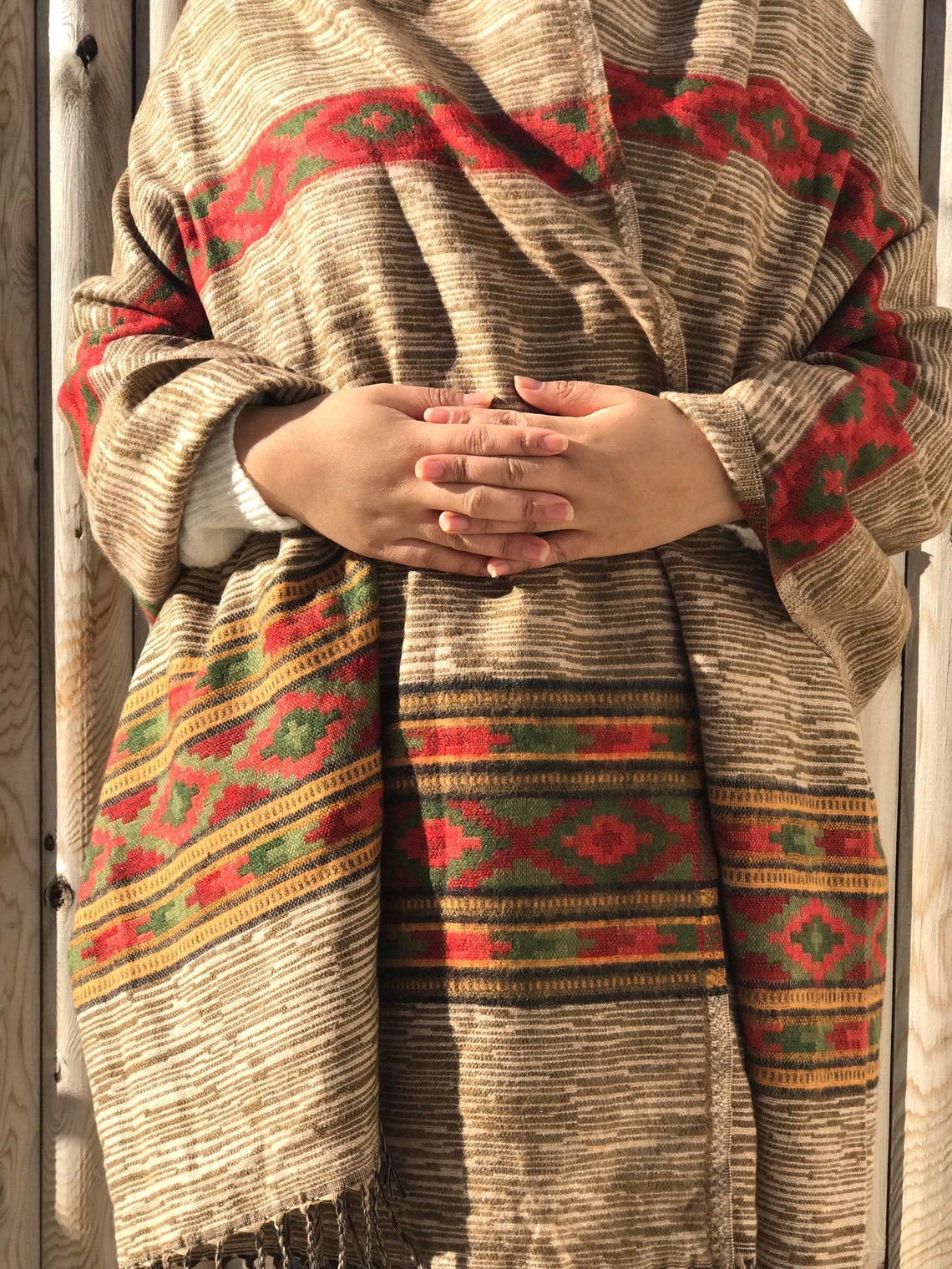 Hand loomed Himalayan yak wool shawl/ brown color yak wool Etsy