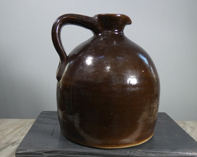 Antique 1800's Whiskey / Wine etc Brown Clay Jug From a New England Estate