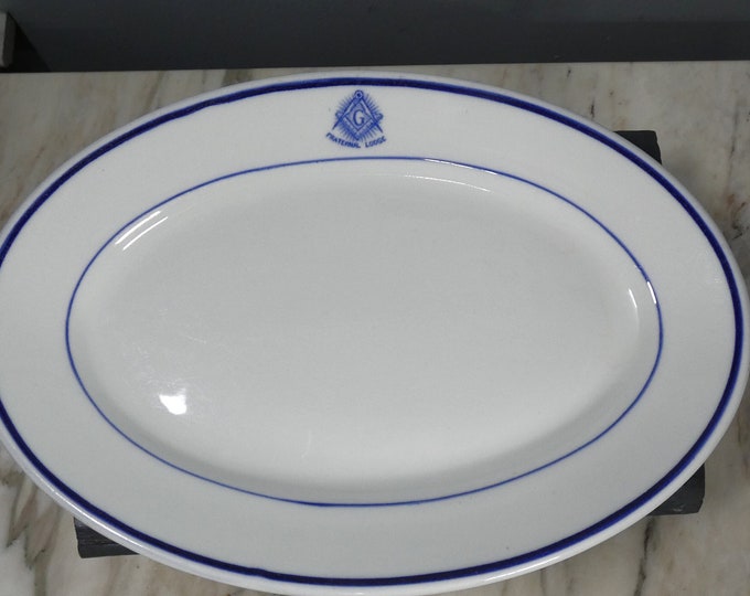 Masonic Fraternal Lodge Logo Platter Vintage 1950s-60s Restaurantware from a New England Estate