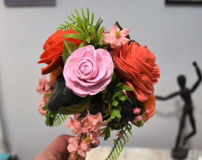 Peachy Pink Romantic Rose Bouquet! Bouquet of roses and more - fits vases 6 1/2 inches and up
