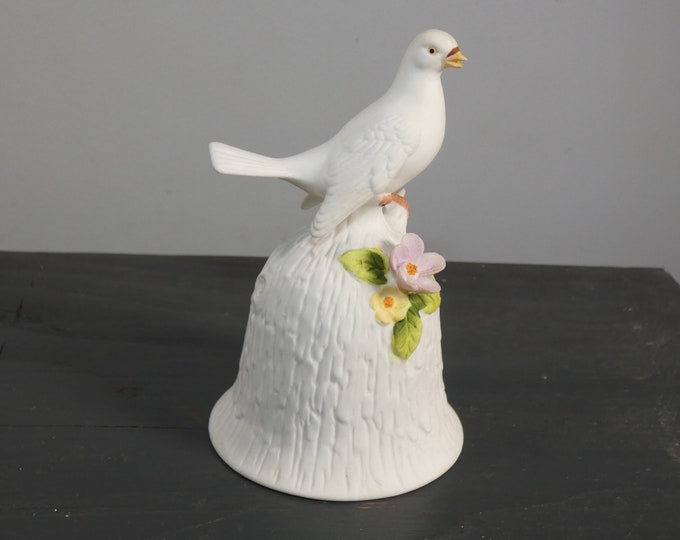 Towle Wedding Cake Topper - Working Porcelain Bell with White Dove - from a New England Estate