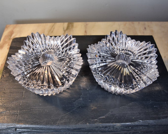 Pair of vintage Mikasa "Motion" Austrian crystal candle stick holders still in box- excellent like-new condition- from a New England Estate