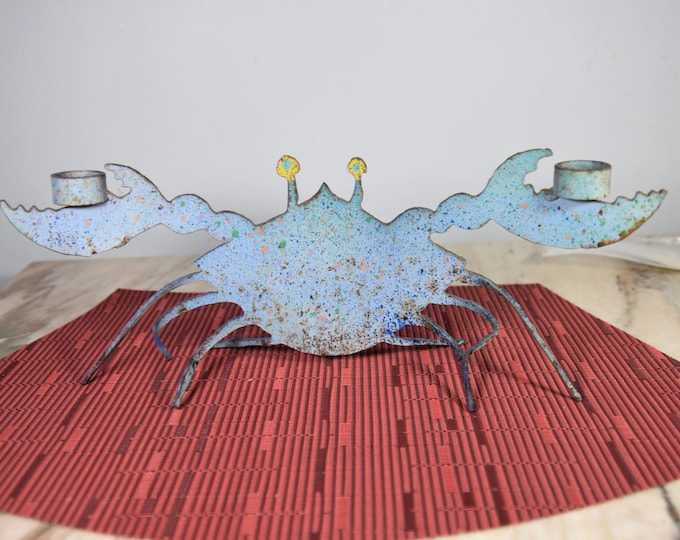 Hand forged steel crab candle stick holder - local artist - from a New England estate