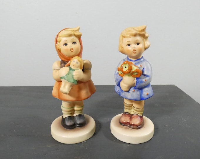 Two Goebel Hummels Girl With Nosegay, Girl With Doll, 3.5" Sold as Set in EXCELLENT Condition