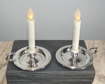 Pair of Elegant Vintage Oneida Silver-plated Candlestick Holders from a New England Estate