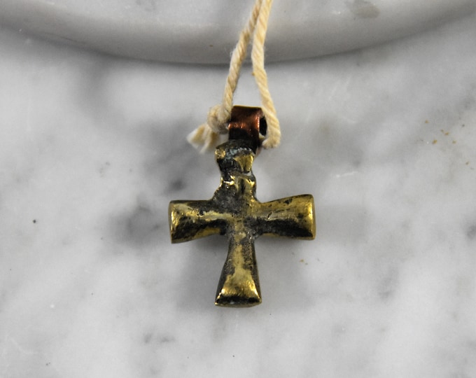 Unique, handmade in Ethiopia, small brass cross - from a New England estate