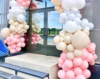 DIY Pink, White, Sand Balloon Arch Kit, Pink Baby Shower, Pink Birthday,  1st Birthday Party, Smash Cake Decor, Girl Baby Shower Reveal