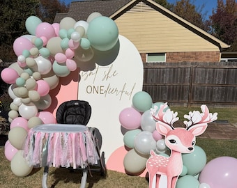Oh Deer Kit ballonslinger A Baby's Almost Here | Suikerroze munt zand bos betoverde babyshower | Verjaardagsboog hert kleintje fee