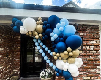 Balloon Arch Kit Dark Blue, Baby Blue & Gold, Boy Baby Shower, Blue Birthday Decor, Boy Baptism, Baby Boy Confirmation Christening Decor