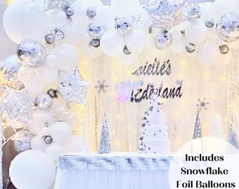 DIY White and Silver Winter Wonderland Balloon Garland Kit | EVERYTHING INCLUDED | Christmas Balloon Arch Kit | Winter Birthday | Xmas