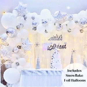 DIY White and Silver Winter Wonderland Balloon Garland Kit | EVERYTHING INCLUDED | Christmas Balloon Arch Kit | Winter Birthday | Xmas