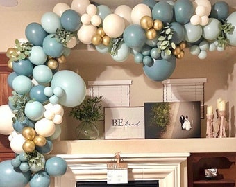 Balloon Arch Baby Shower Eucalyptus Sage Green Balloon Garland Boho Baby Shower Decor Gender Neutral Baby Shower Decor Green Balloon Garland