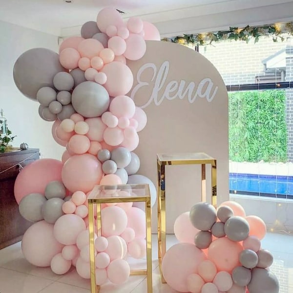 Kit d'arc de guirlande de ballons rose et gris bricolage | Décor de douche de bébé fille | Décor d'anniversaire de fille | Fête de douche nuptiale | Révélation du genre | Mariage