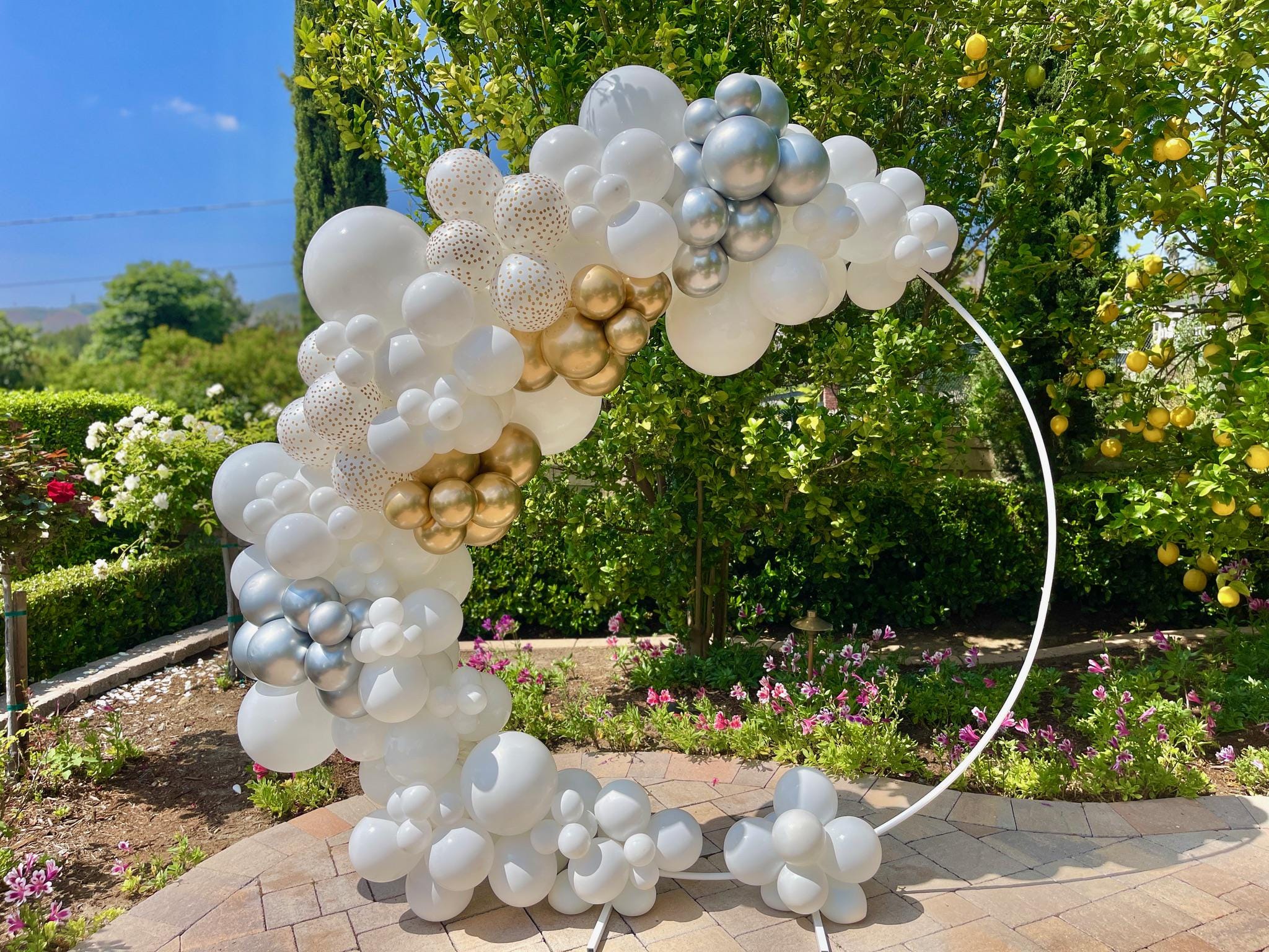 Silver & Gold Chrome Balloon Garland Kit | White Bridal Baby Shower ...