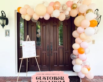 DIY Pink, Peach, Orange, Gold Balloon Garland Arch Kit | Sweet Peach Birthday | Baby Shower | Summer Bridal Shower | Boho Decor | Backdrop