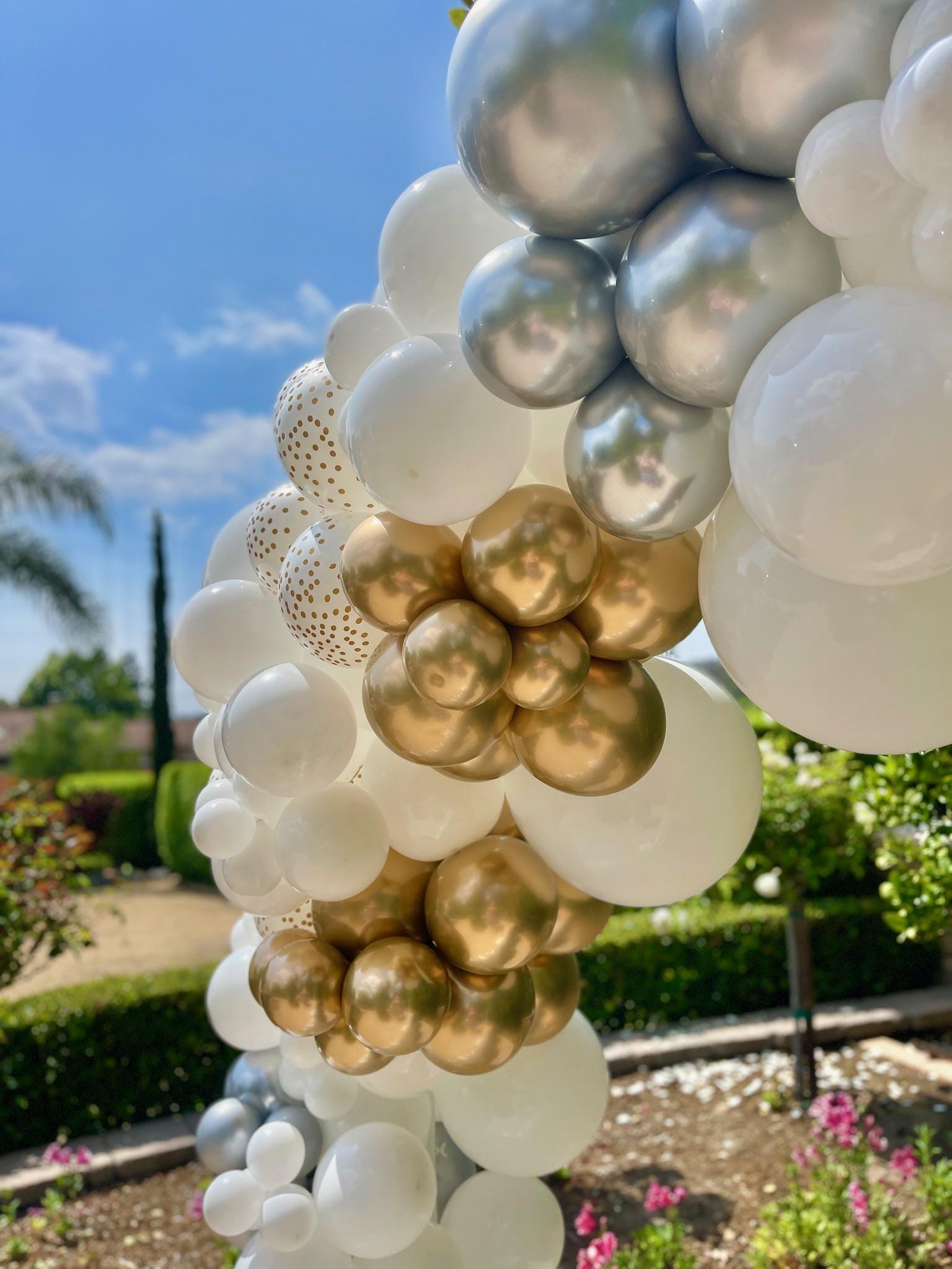 Silver & Gold Chrome Balloon Garland Kit | White Bridal Baby Shower ...