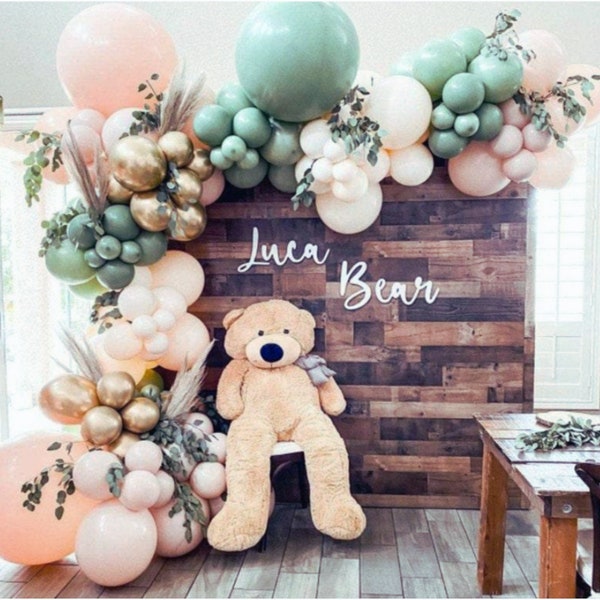 Sage Green and Pink Baby Shower Balloon Arch Sage Baby Shower Eucalyptus Decor Muted Woodland Baby Shower Boho Baby Shower Girl Baby Shower