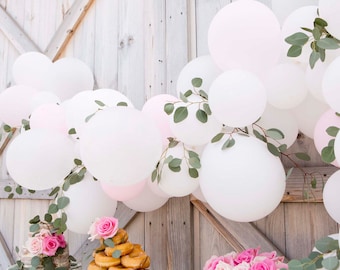 DIY White and Blush Balloon Garland Kit | Blush and White Wedding Decor | Bridal Shower | Bachelorette Party | Photo Backdrop | Baby Shower